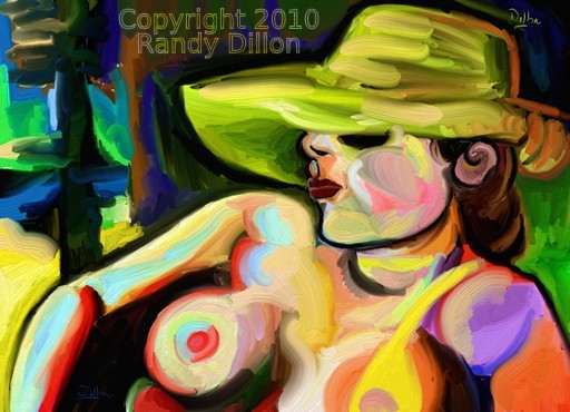 Fine Art Print - Woman Reclining on Beach in Straw Haw I