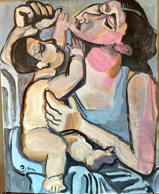 Woman with Infant Son painting on canas