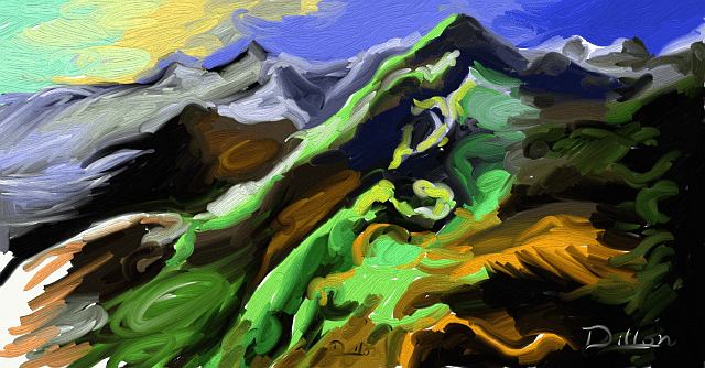 digital painting of moutains
